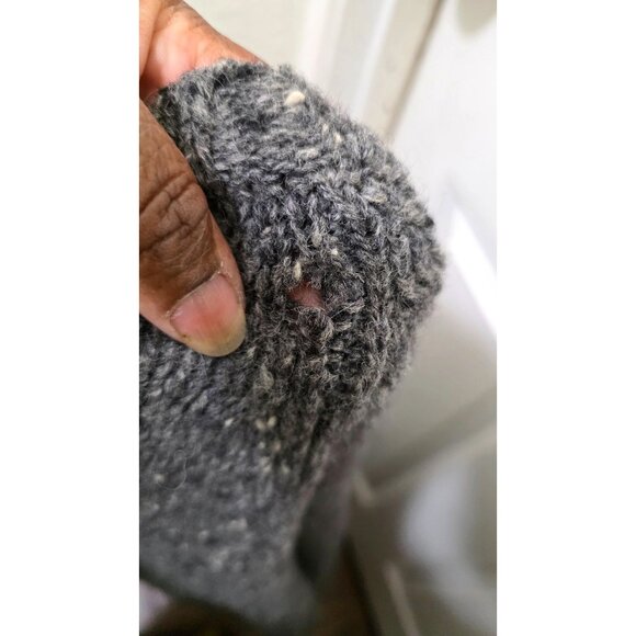 Gap Men Gray Fisherman Speckled Knit 100% Wool Crewneck Sweater Size L - Picture 10 of 10